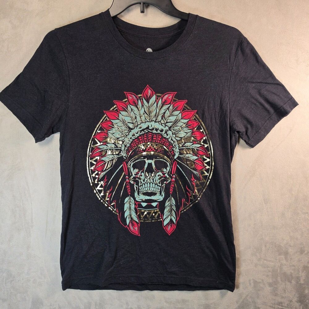 Black Sheep Graphic T-Shirt [Medium] Black Skull Indian Headdress Tee USA Made